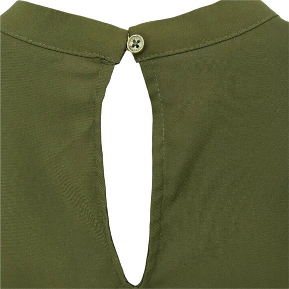 Express Womens Cap Sleeve Casual Key Hole Neck Olive Green Blouse Top Size XS - Picture 4 of 8